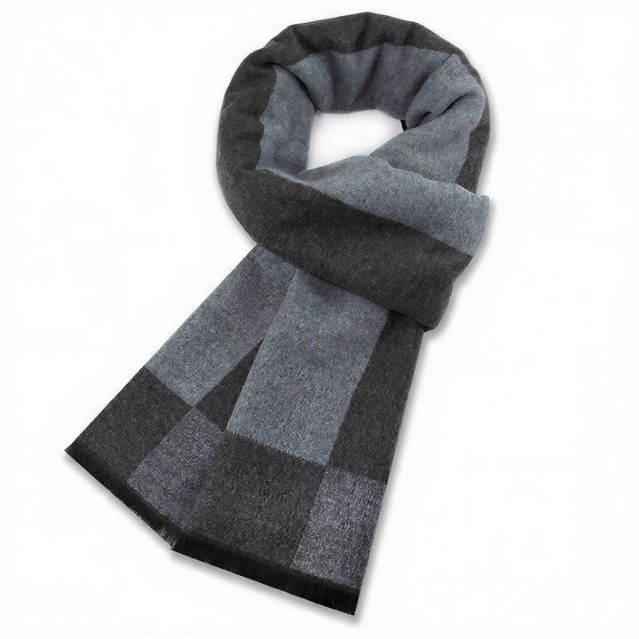 Buddha Stones Fall Winter Classic Grey Plaid Fringe Cozy Scarves - Blue Gray Squares - image 15