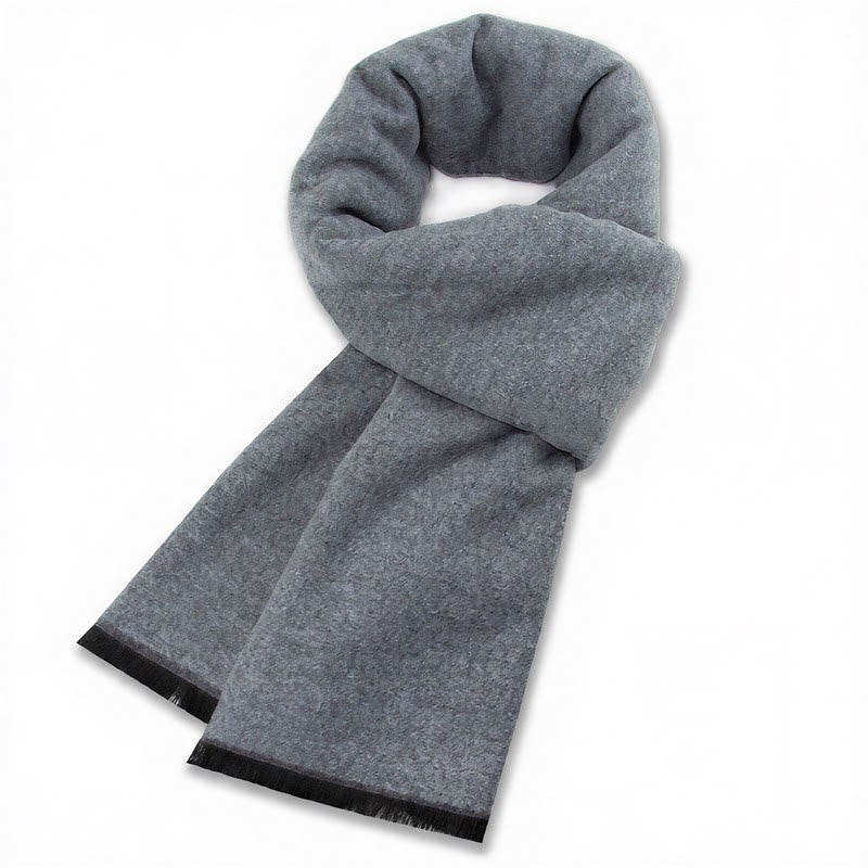 Buddha Stones Fall Winter Classic Grey Plaid Fringe Cozy Scarves - Gray Blue - image 0
