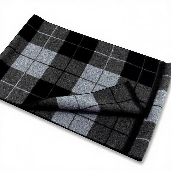 Buddha Stones Fall Winter Classic Grey Plaid Fringe Cozy Scarves - image 3