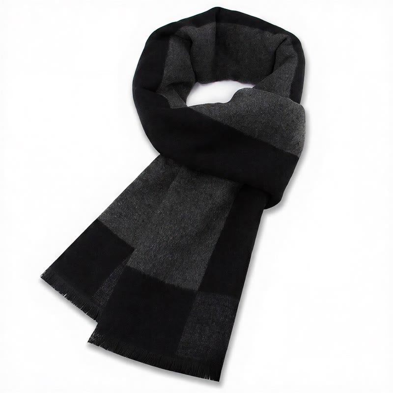 Buddha Stones Fall Winter Classic Grey Plaid Fringe Cozy Scarves - Gray Black - image 12