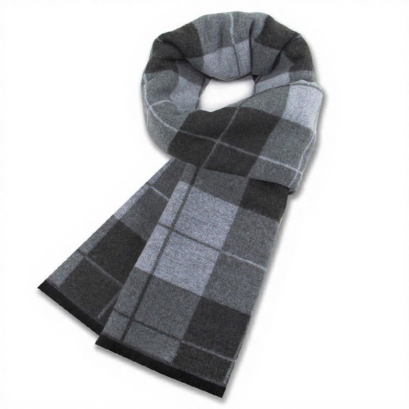 Buddha Stones Fall Winter Classic Grey Plaid Fringe Cozy Scarves - Blue Gray Plaid - image 4