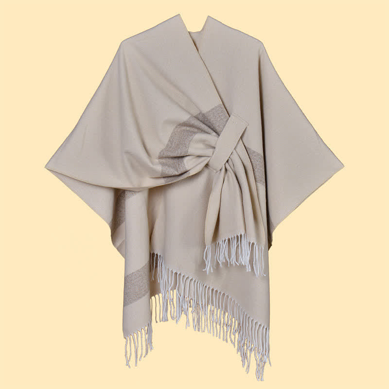 Buddha Stones Fall Winter Boho Striped Tassel Buckle Design Cozy Shawl - image 40