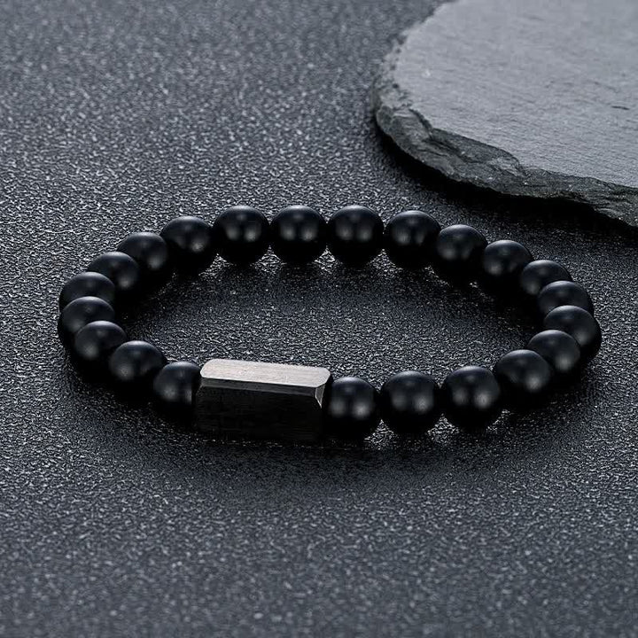 Buddha Stones Black Goldstone Stones Titanium Steel Bar Bracelet - Frosted Stone(Balance ♥ Healing) - 8mm - image 17