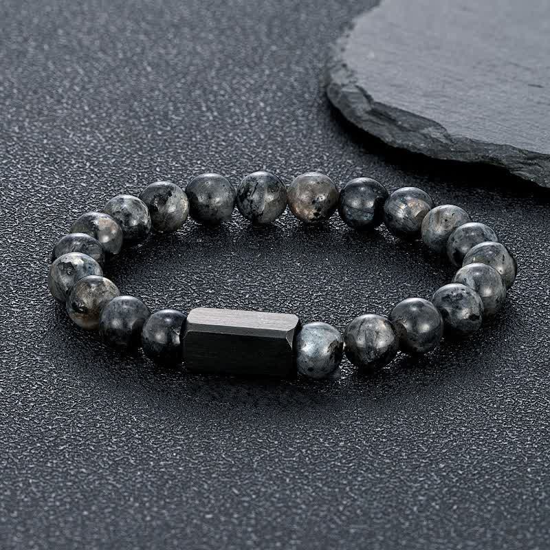 Buddha Stones Black Goldstone Stones Titanium Steel Bar Bracelet - Black Glitter Stone(Protection ♥ Grounding) - 8mm - image 0