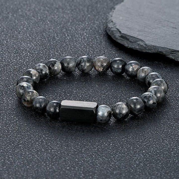 Buddha Stones Black Goldstone Stones Titanium Steel Bar Bracelet - Black Glitter Stone(Protection ♥ Grounding) - 8mm - image 0