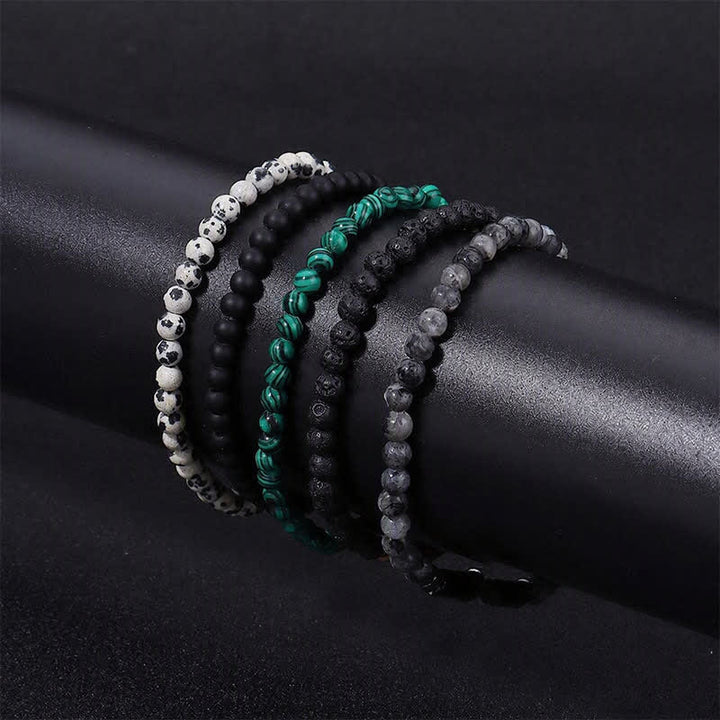Buddha Stones Vintage 4mm Lava Rock Dalmatian Jasper Grounding Bracelet - image 13
