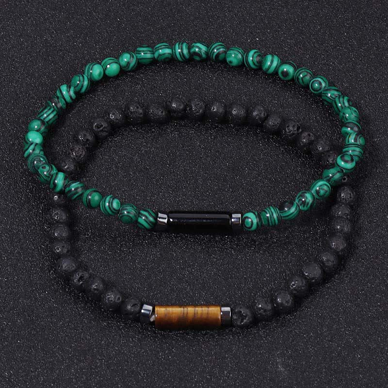 Buddha Stones Vintage 4mm Lava Rock Dalmatian Jasper Grounding Bracelet - image 12