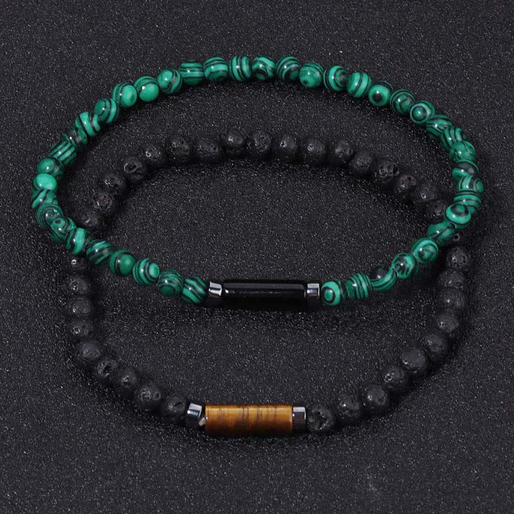 Buddha Stones Vintage 4mm Lava Rock Dalmatian Jasper Grounding Bracelet - image 12