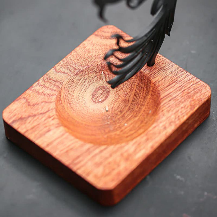Buddha Stones Wooden Base Koi Fish Success Zen Incense Burner - image 9