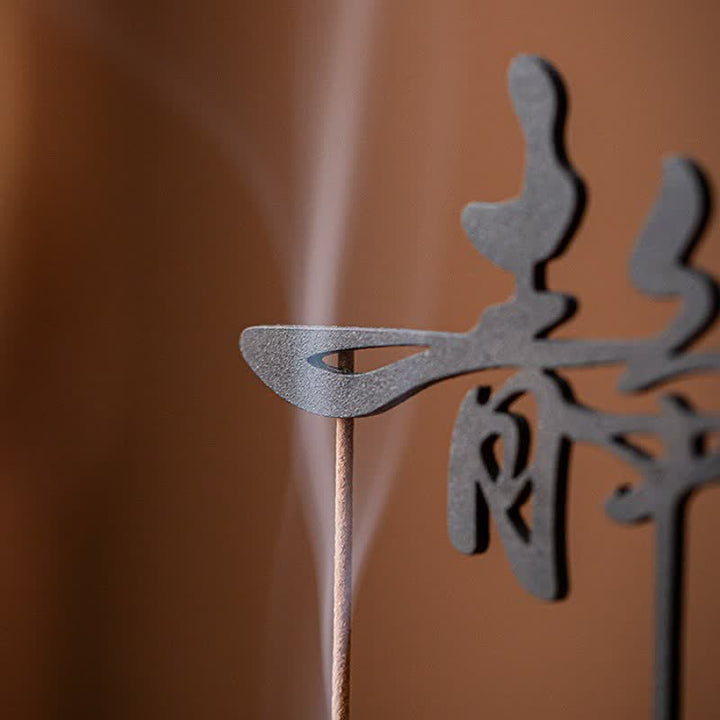 Buddha Stones Lotus Enlightenment Hanging Wood and Iron Incense Burner - image 8