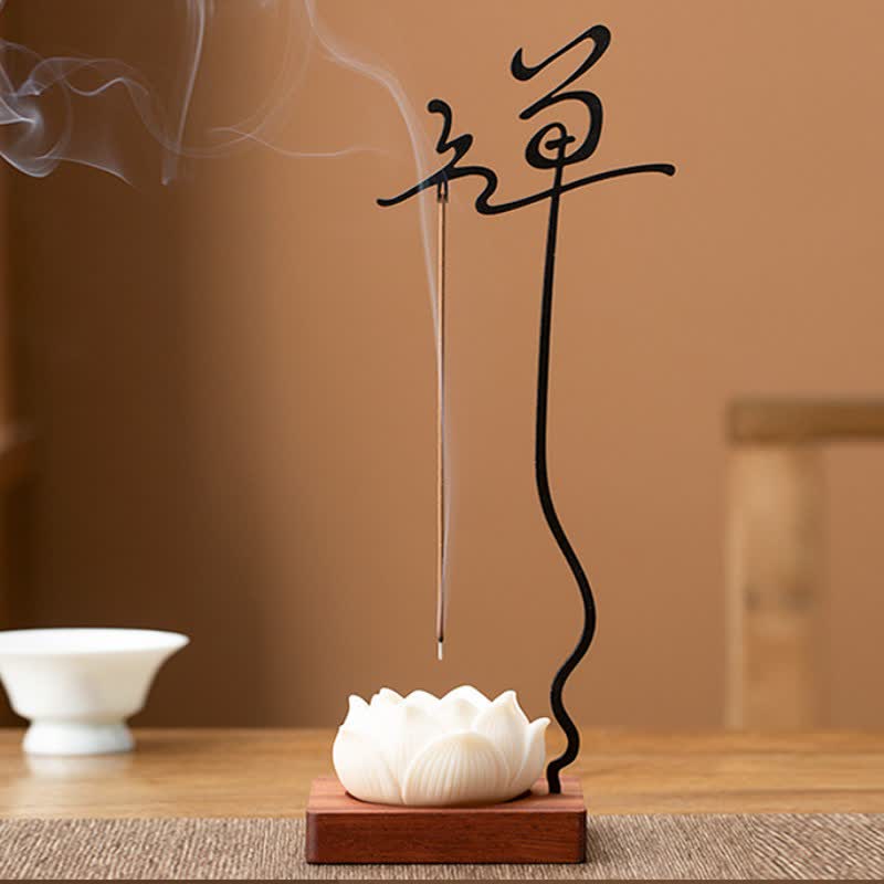 Buddha Stones Lotus Enlightenment Hanging Wood and Iron Incense Burner - Zen Lotus - image 9