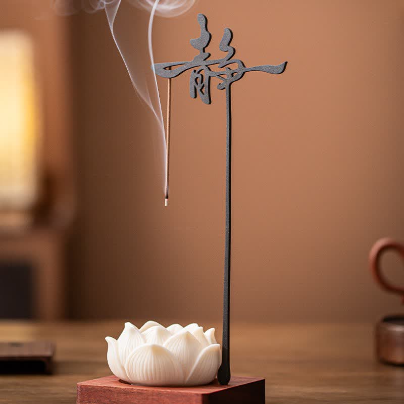 Buddha Stones Lotus Enlightenment Hanging Wood and Iron Incense Burner - image 2