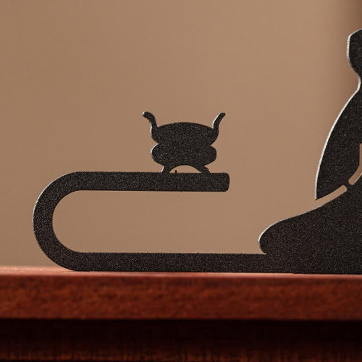 Buddha Stones Zen Monk Natural Wood and Iron Meditation Incense Burner - image 8