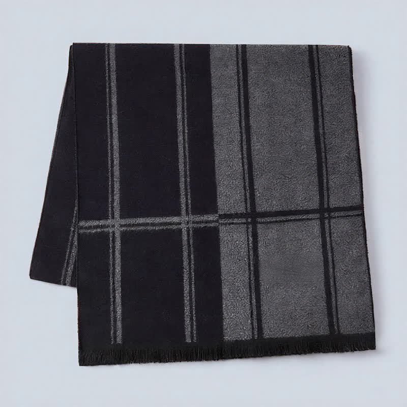 Buddha Stones Fall Winter Classic Check Pattern Soft Knit Commuter Scarves - image 1