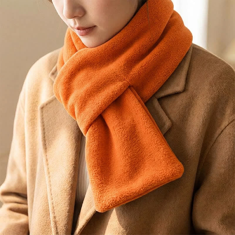 Buddha Stones Fall Winter Plush Cross Front Neck Warmer Minimalist Scarves - DarkOrange - image 22