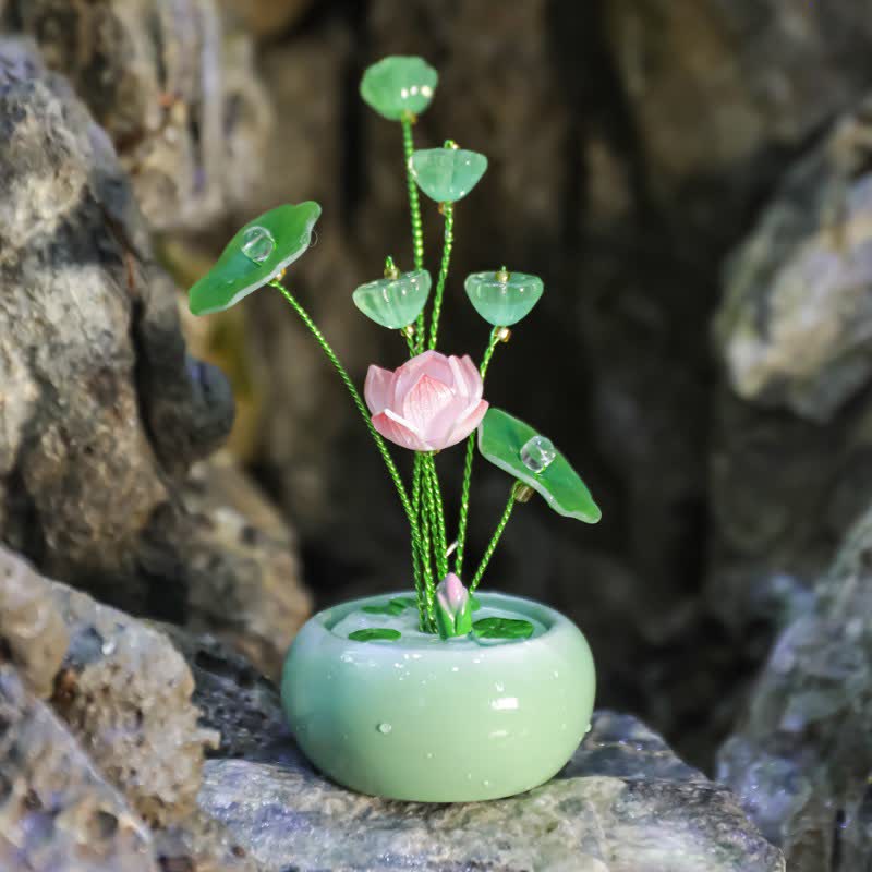 Buddha Stones Resin Lotus Purity Teardrop Fragrance Jar Mindful Living Decor - Green - One Lotu - image 3