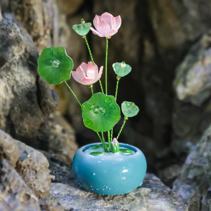 Buddha Stones Resin Lotus Purity Teardrop Fragrance Jar Mindful Living Decor - Blue - Two Lotus - image 7