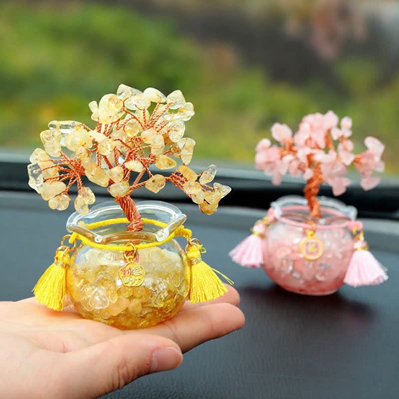 Buddha Stones Wire Wrapped Crystal Money Tree Dashboard Ornament Wealth & Fortune Symbols - image 24