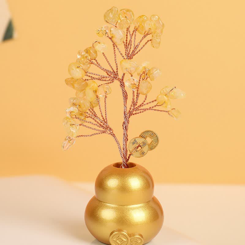 Buddha Stones Golden Ingot Treasure Bowl Good Fortune Tabletop Wealth & Fortune Symbols - Crystal Tree Gourd - image 1