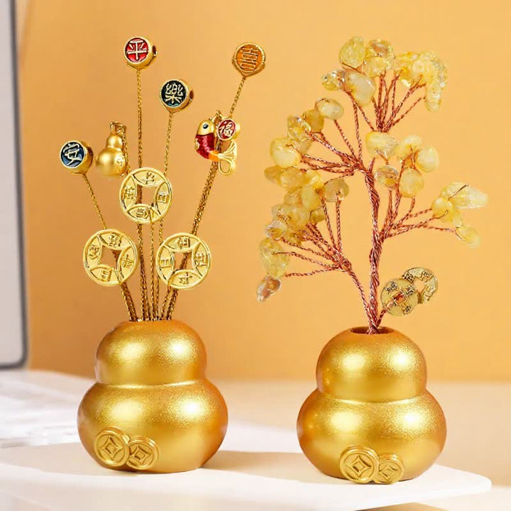 Buddha Stones Golden Ingot Treasure Bowl Good Fortune Tabletop Wealth & Fortune Symbols - image 0