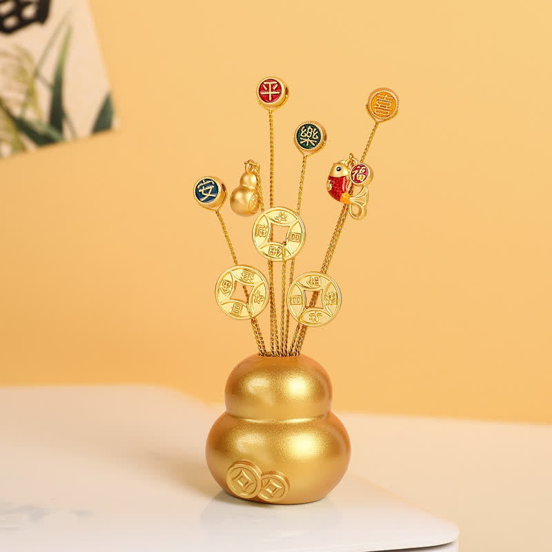 Buddha Stones Golden Ingot Treasure Bowl Good Fortune Tabletop Wealth & Fortune Symbols - Peace and joy Gourd - image 4