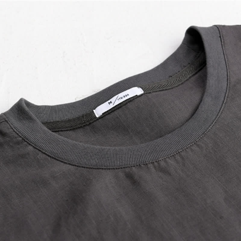 Buddha Stones Spring Fall Casual Minimalist Solid Men's Long Sleeve T-Shirts - image 9