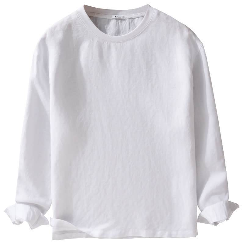 Buddha Stones Spring Fall Casual Minimalist Solid Men's Long Sleeve T-Shirts - image 13