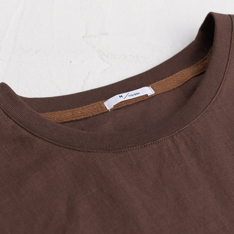 Buddha Stones Spring Fall Casual Minimalist Solid Men's Long Sleeve T-Shirts - image 2