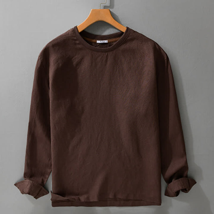 Buddha Stones Spring Fall Casual Minimalist Solid Men's Long Sleeve T-Shirts - image 1