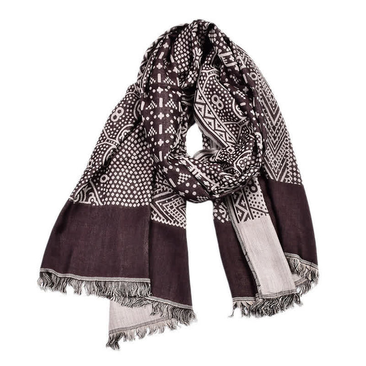 Buddha Stones Fall Winter Geometric Paisley Tassel Reversible Cozy Scarf - Maroon - Approx. 25.6 in × 77.0 in / 65 × 195 cm - image 12