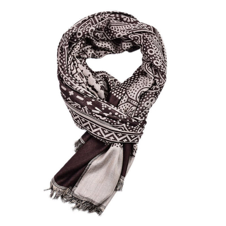 Buddha Stones Fall Winter Geometric Paisley Tassel Reversible Cozy Scarf - image 13