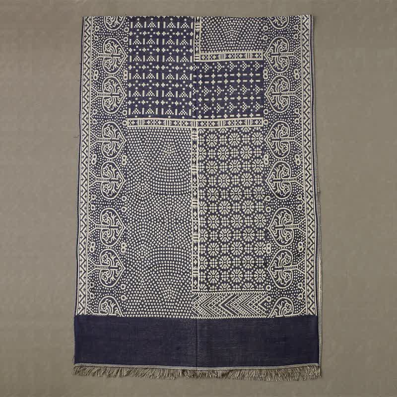 Buddha Stones Fall Winter Geometric Paisley Tassel Reversible Cozy Scarf - image 7