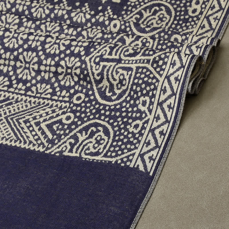 Buddha Stones Fall Winter Geometric Paisley Tassel Reversible Cozy Scarf - image 3