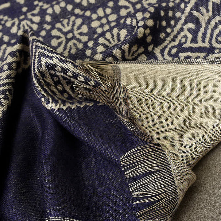 Buddha Stones Fall Winter Geometric Paisley Tassel Reversible Cozy Scarf - image 4