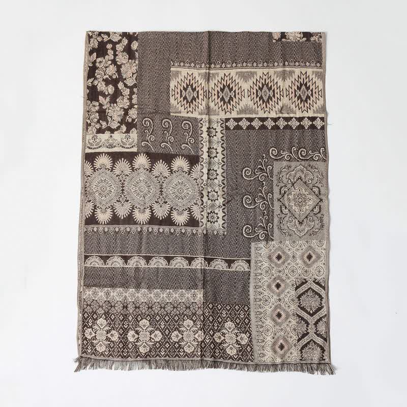 Buddha Stones Fall Winter Reversible Paisley Geometric Tassel Scarf - image 7