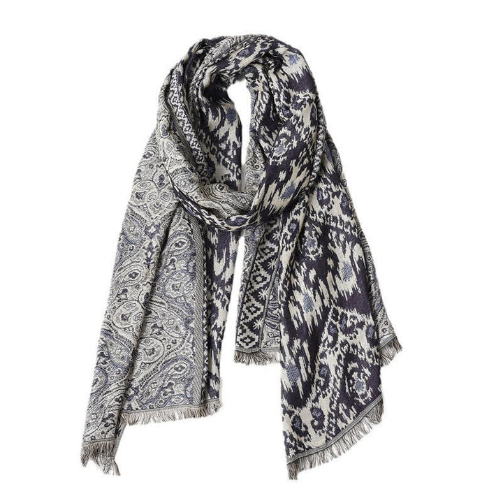 Buddha Stones Fall Winter Reversible Paisley Geometric Tassel Scarf - image 10