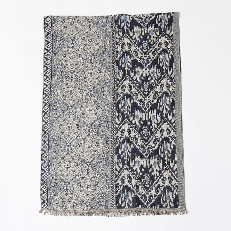 Buddha Stones Fall Winter Reversible Paisley Geometric Tassel Scarf - image 11