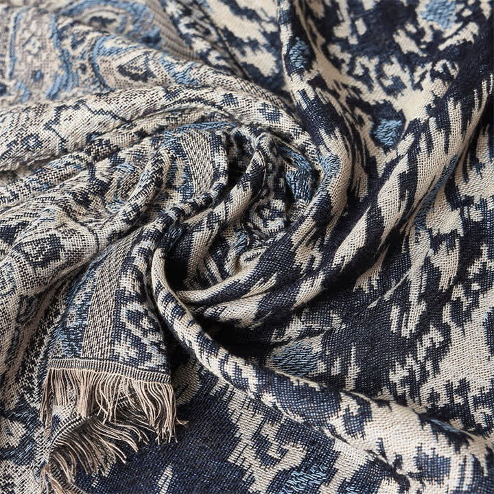Buddha Stones Fall Winter Reversible Paisley Geometric Tassel Scarf - image 12