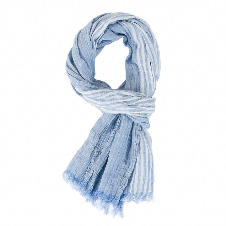Buddha Stones Spring Fall Striped Color Block Stripe Tassel Travel Scarf - Light Blue - Approx. 27.6 in × 70.9 in / 70 × 180 cm - image 13