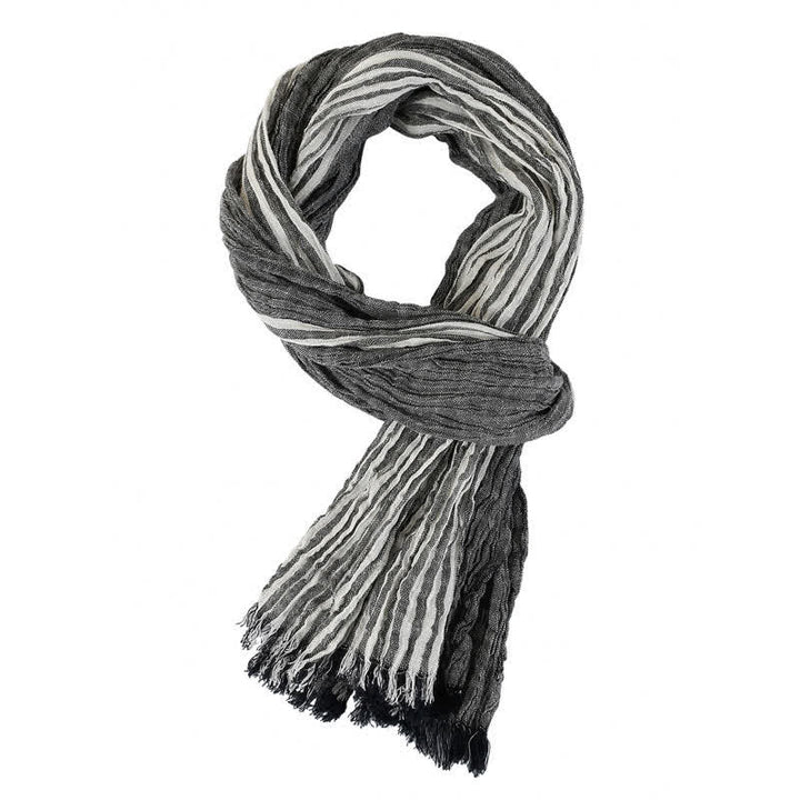 Buddha Stones Spring Fall Striped Color Block Stripe Tassel Travel Scarf - Dark Gray - Approx. 27.6 in × 70.9 in / 70 × 180 cm - image 10