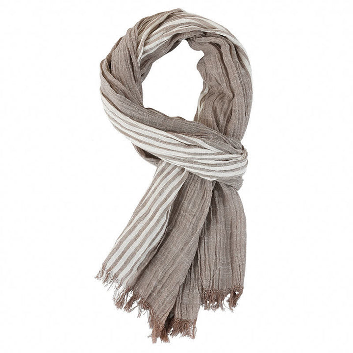 Buddha Stones Spring Fall Striped Color Block Stripe Tassel Travel Scarf - Khaki - Approx. 27.6 in × 70.9 in / 70 × 180 cm - image 7