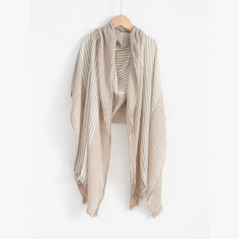Buddha Stones Spring Fall Striped Color Block Stripe Tassel Travel Scarf - image 17