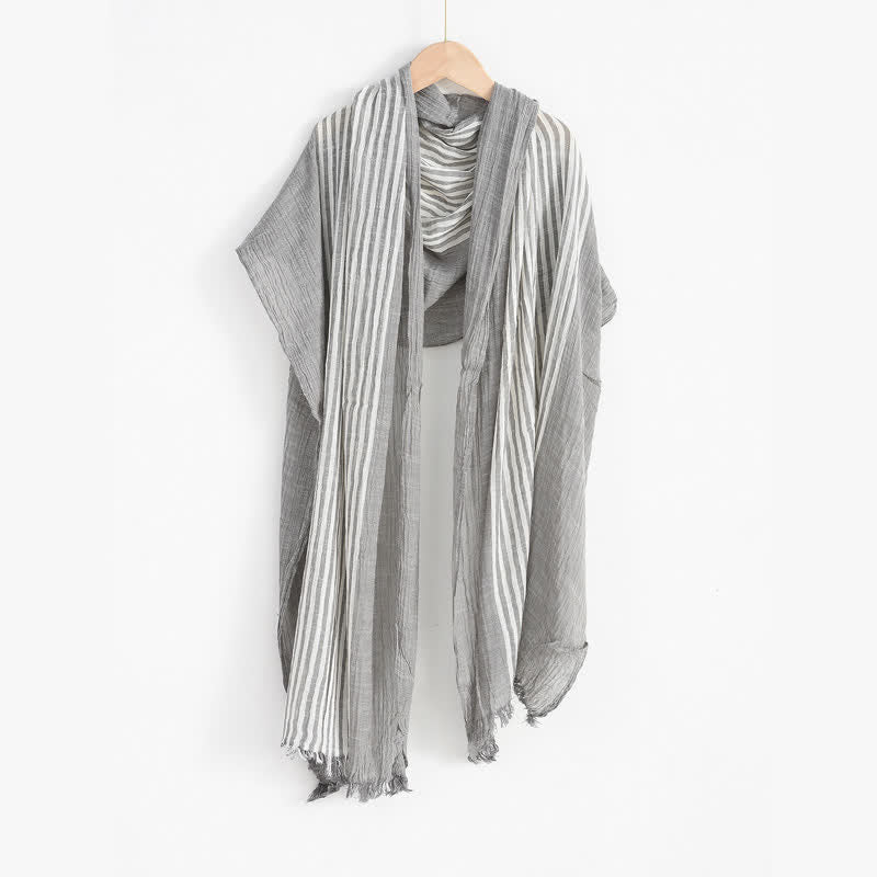 Buddha Stones Spring Fall Striped Color Block Stripe Tassel Travel Scarf - image 24