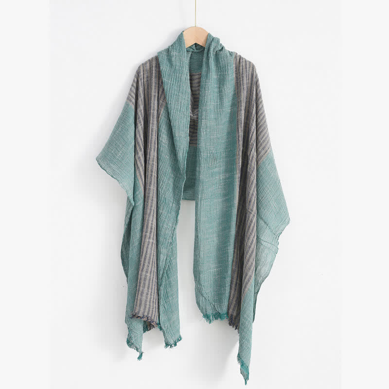 Buddha Stones Spring Fall Striped Color Block Stripe Tassel Travel Scarf - image 21