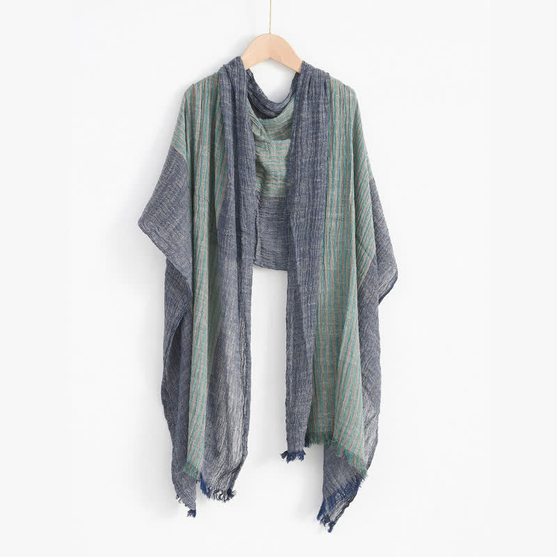 Buddha Stones Spring Fall Striped Color Block Stripe Tassel Travel Scarf - image 27