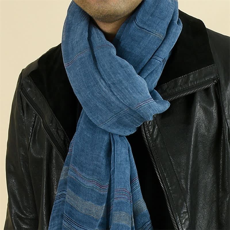 Buddha Stones Spring Fall Earth Tone Fine Stripe Frayed Tassel Scarf - image 5
