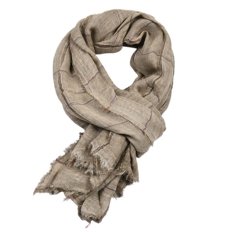 Buddha Stones Spring Fall Plaid Checkered Pattern Casual Men's Scarf - Tan - Approx. 39.4 in × 74.8 in / 100 × 190 cm - image 12
