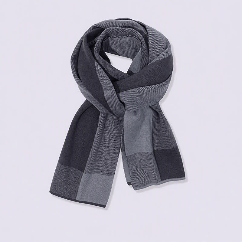 Buddha Stones Fall Winter Knit Geometric Color Block Cozy Men's Scarf - image 2