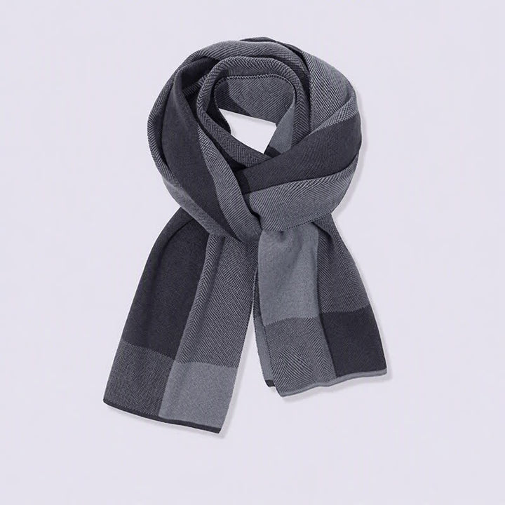 Buddha Stones Fall Winter Knit Geometric Color Block Cozy Men's Scarf - image 2