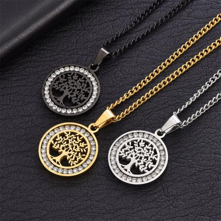 Buddha Stones Titanium Steel Tree of Life Connection Round Pendant Necklace - image 8
